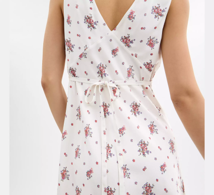 Spring Blossom Print Silk Dress