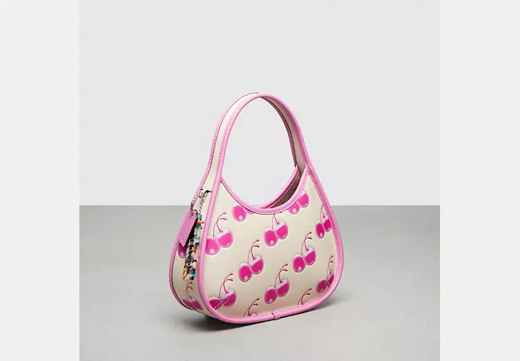 Leather cherry print bag