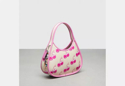 Leather cherry print bag