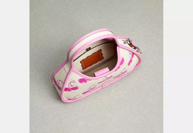 Leather cherry print bag