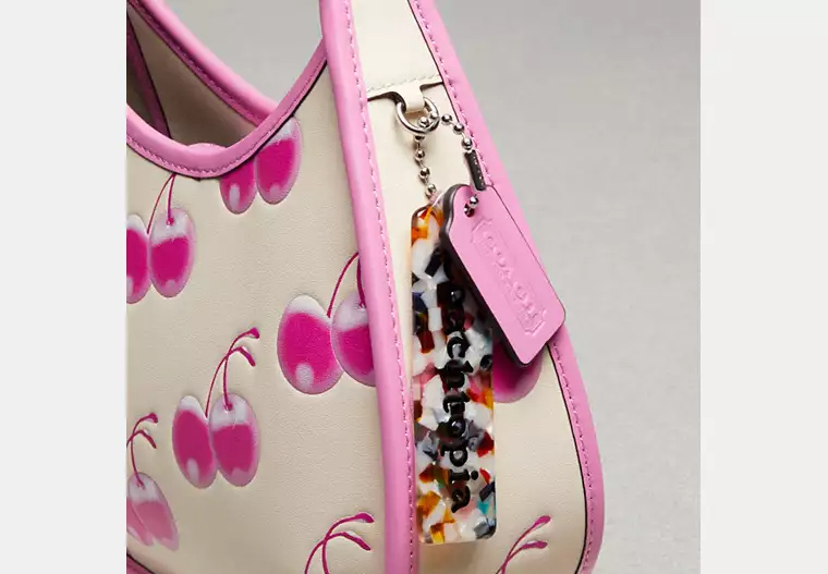 Leather cherry print bag