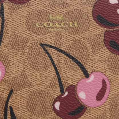 Corner Zip Wristlet In Signature Canvas With Cherry Print