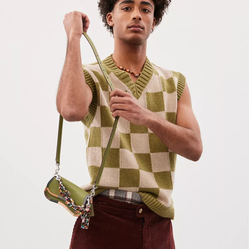 Mini Wavy Dinky Bag With Colorful Binding In Upcrafted Leather