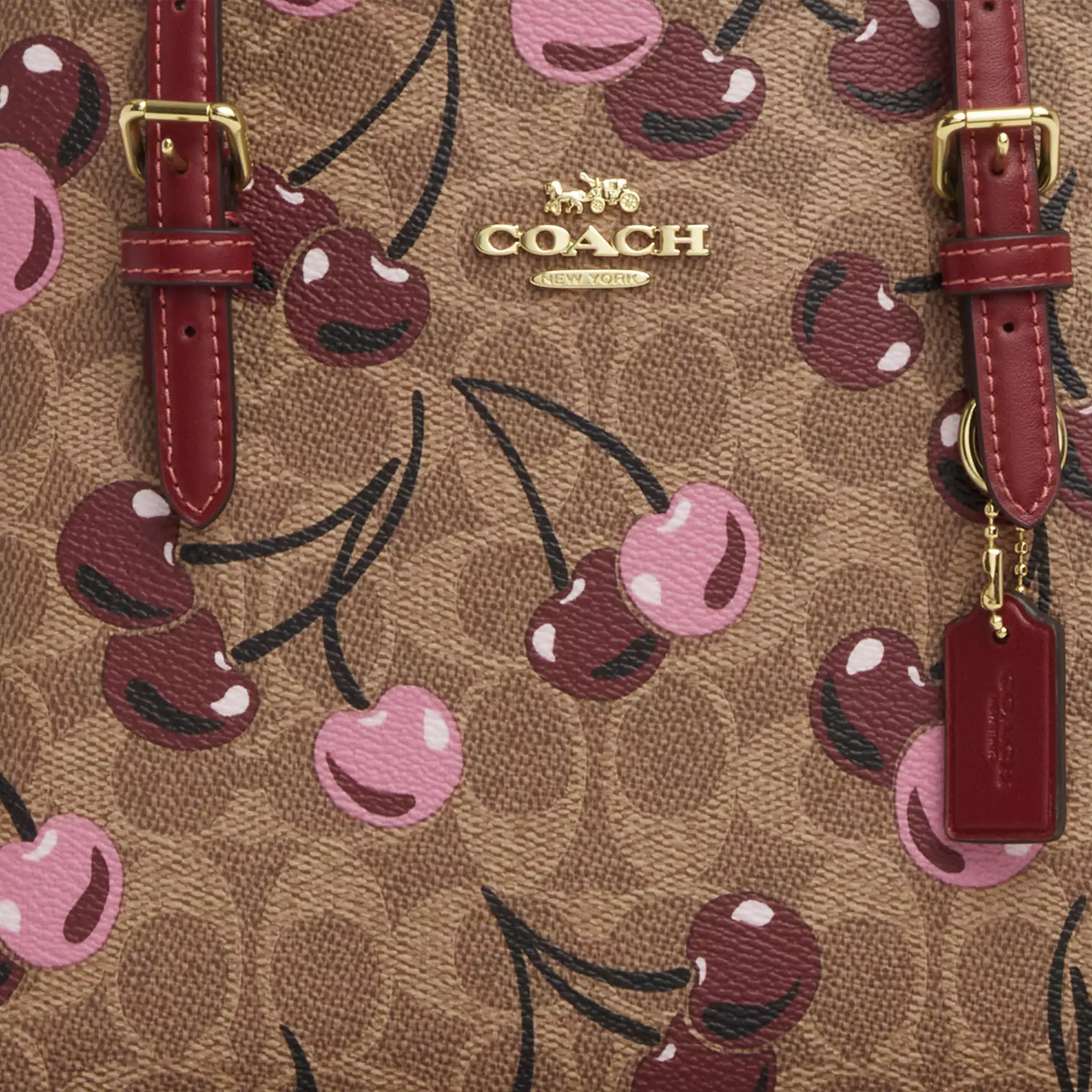 Mollie Tote Bag 25 In Signature Canvas With Cherry Print