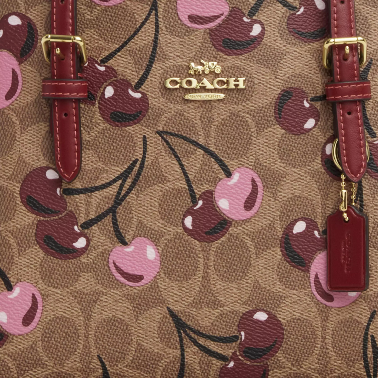 Mollie Tote Bag 25 In Signature Canvas With Cherry Print