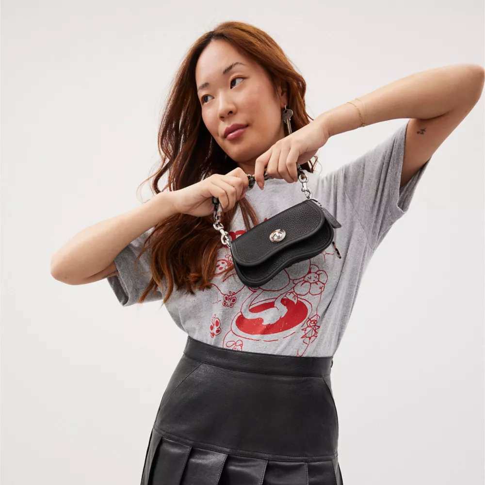 Mini Wavy Dinky Bag With Colorful Binding In Upcrafted Leather