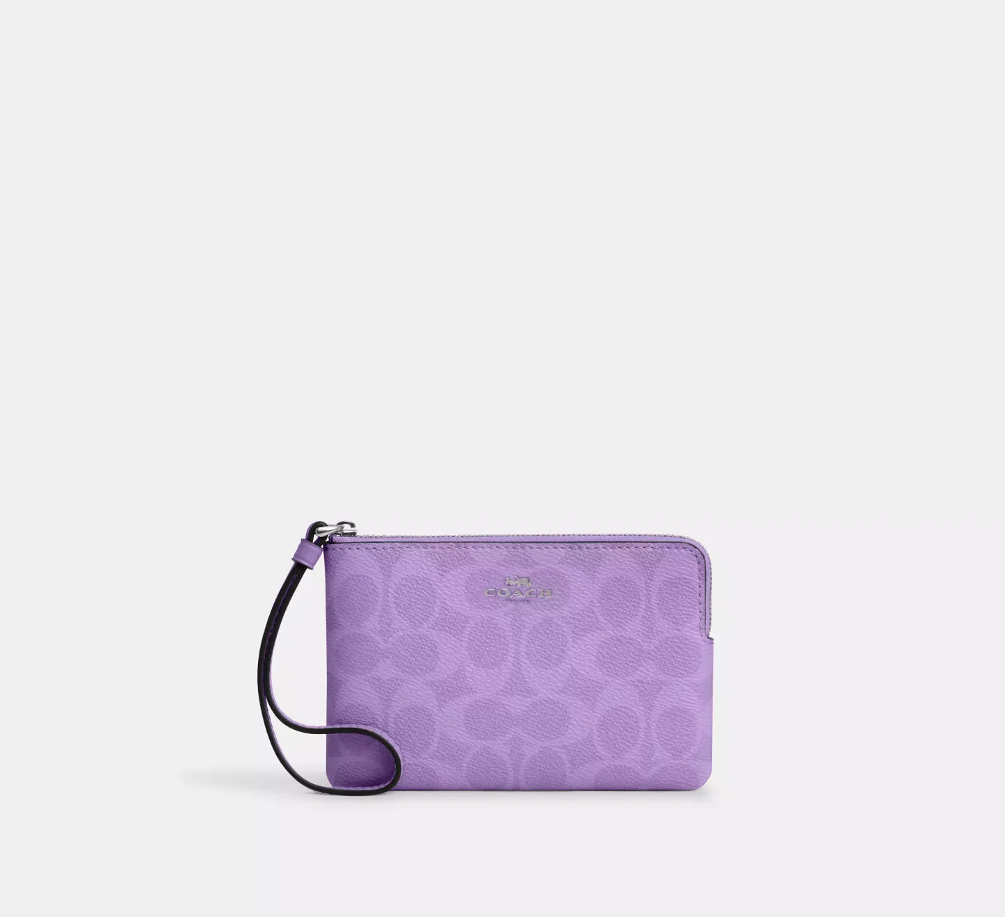 Corner Zip Wristlet In Signature Canvas Silver/Iris