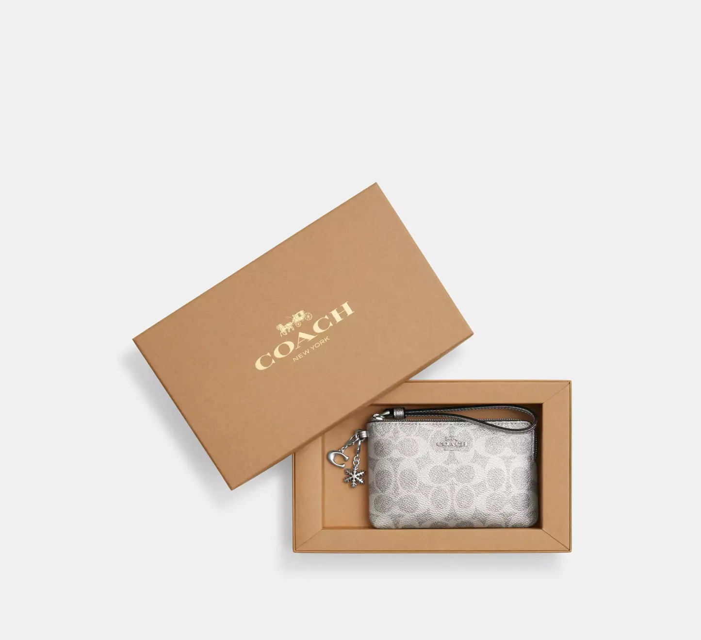 Boxed Corner Zip Wristlet In Signature Canvas With Charms