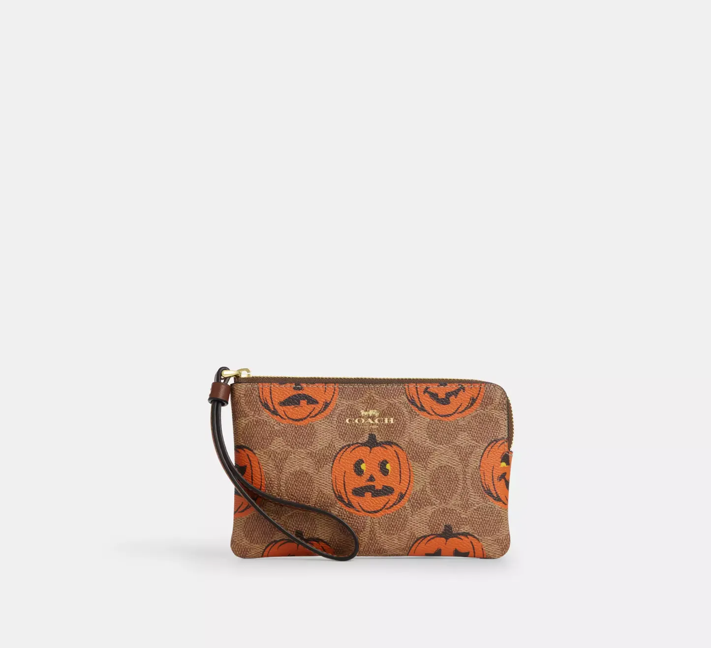  Corner Zip Wristlet In Signature Canvas With Halloween Print