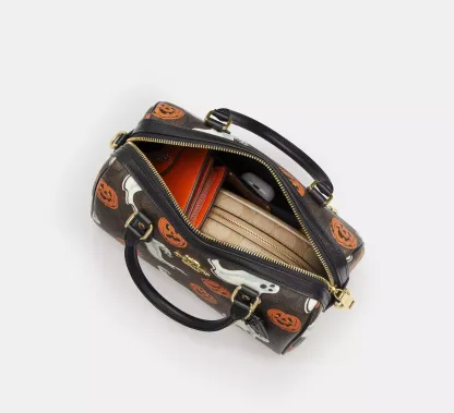 Rowan Satchel Bag In Signature Canvas With Halloween Print