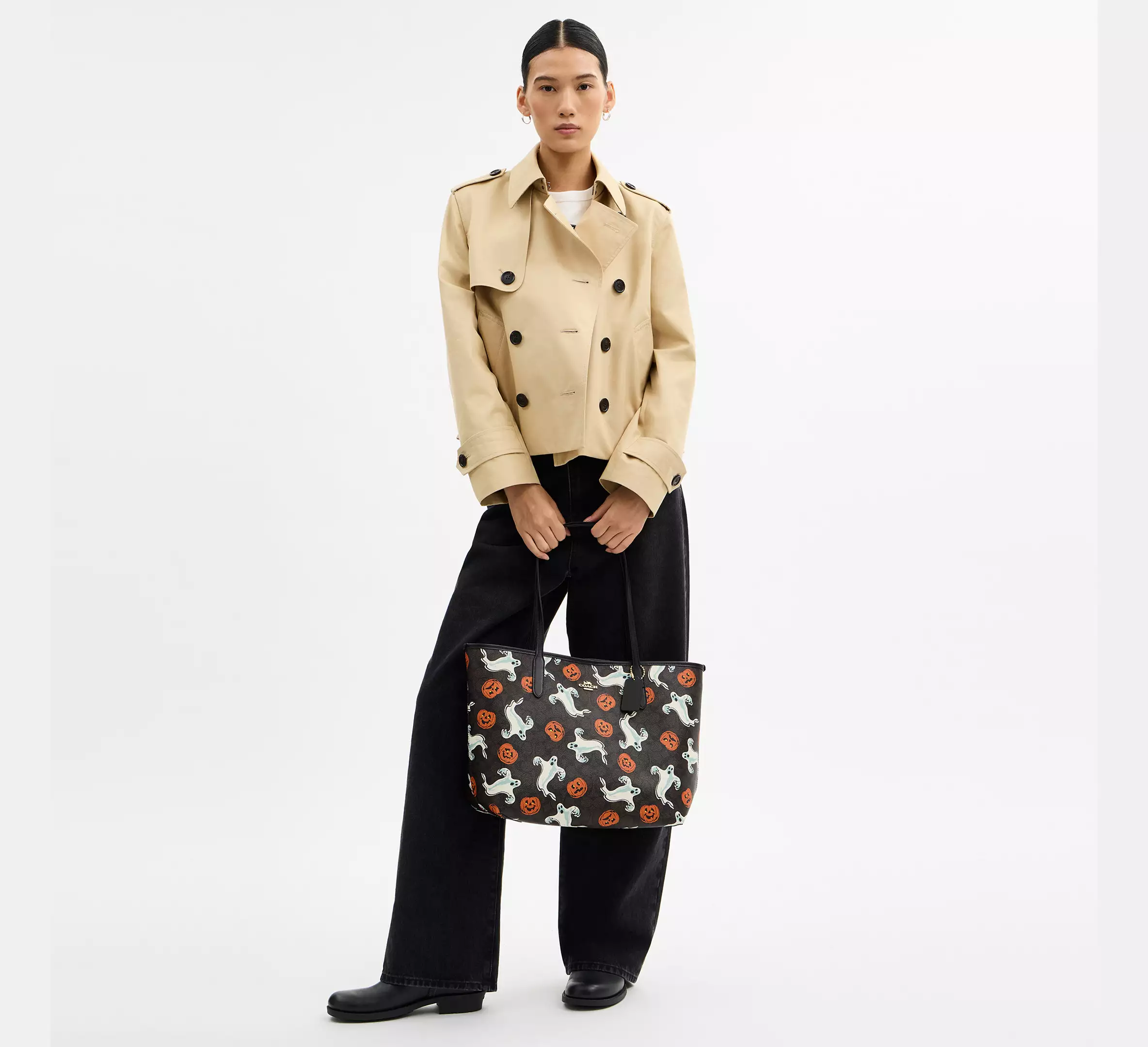 City Tote Bag In Signature Canvas With Halloween Print