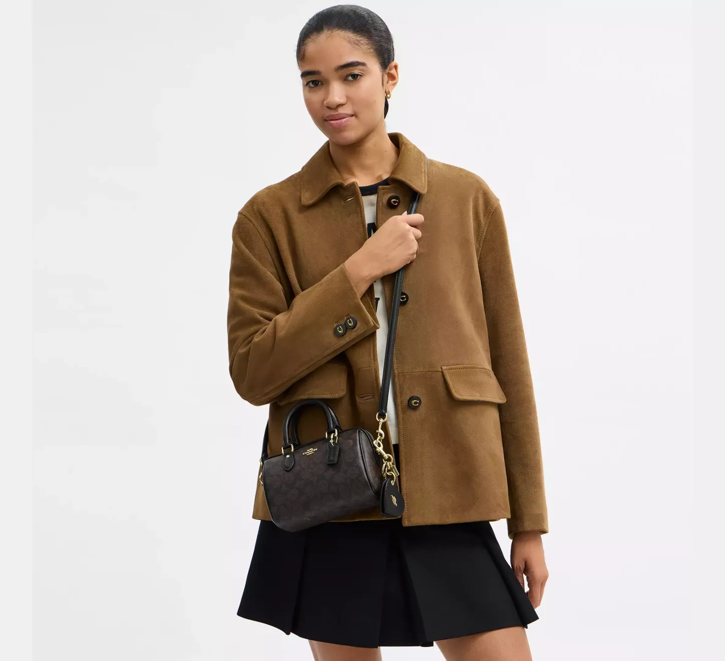 Boxed Mini Rowan Crossbody Bag And Mirror Bag Charm Set In Signature Canvas