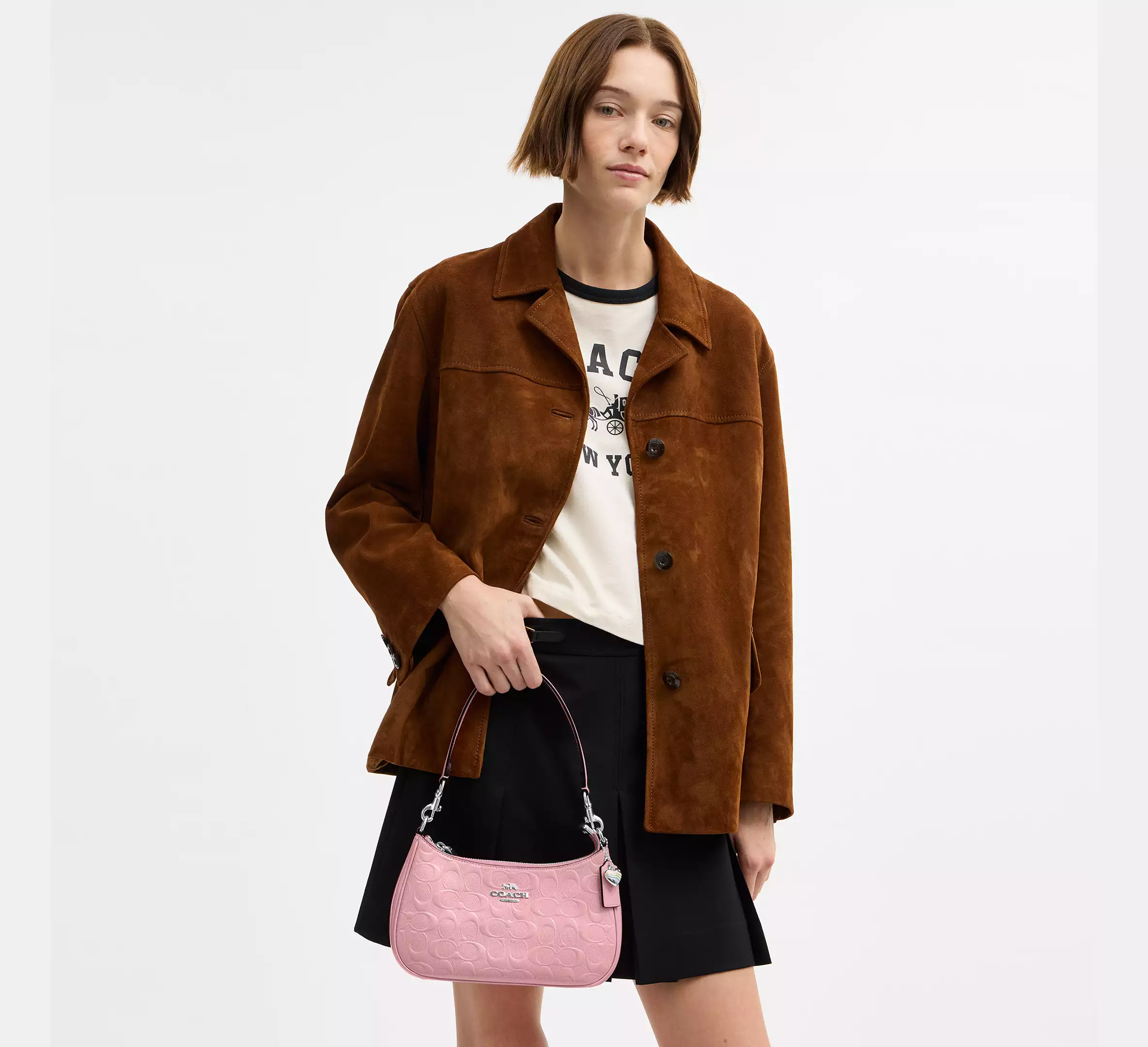 Teri Shoulder Bag In Signature Leather With Heart Charm