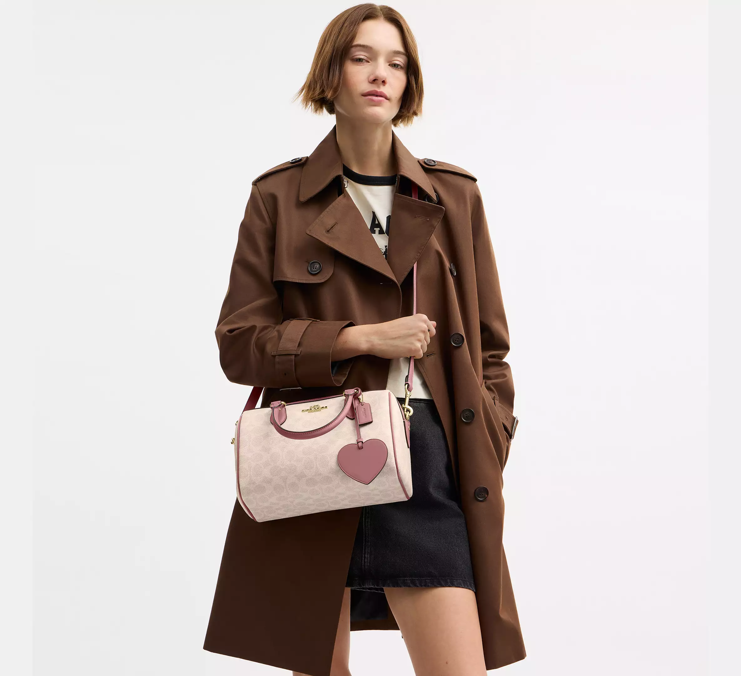 Rowan Satchel Bag In Signature Canvas With Heart Charm