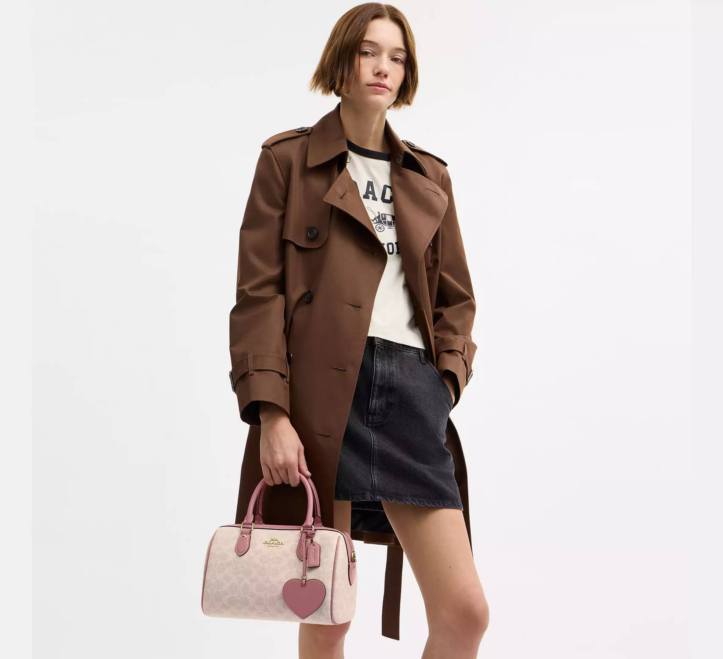 Rowan Satchel Bag In Signature Canvas With Heart Charm