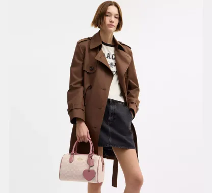 Rowan Satchel Bag In Signature Canvas With Heart Charm