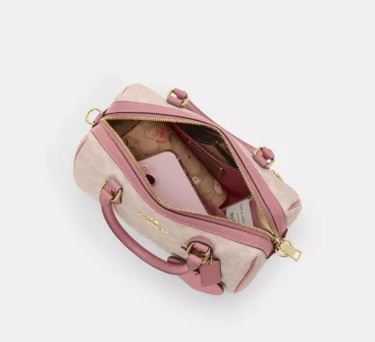 Rowan Satchel Bag In Signature Canvas With Heart Charm