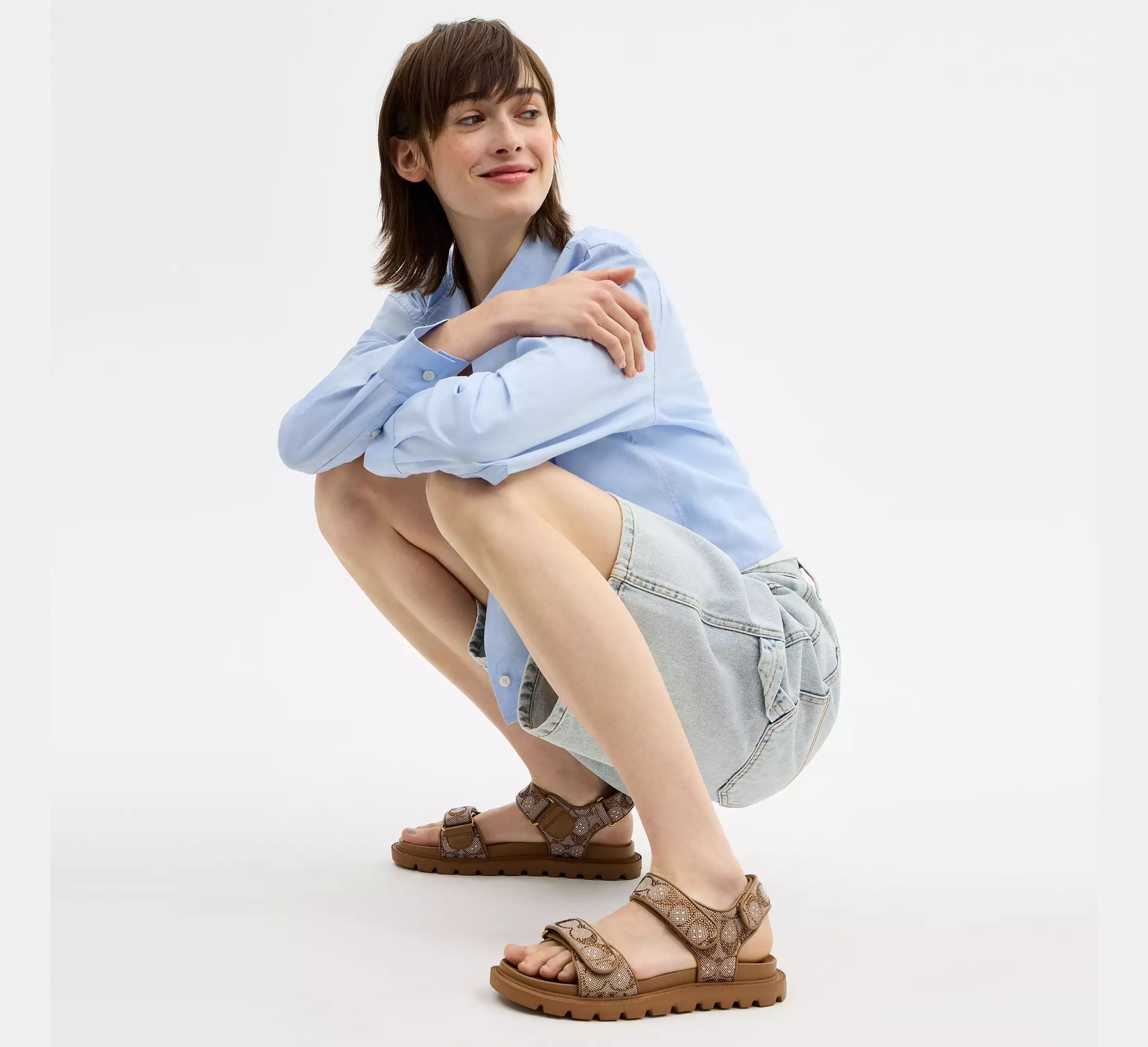 Brynn Sandal In Crystal Signature Jacquard