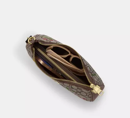 Teri Shoulder Bag In Signature Jacquard With Floral Embroidery