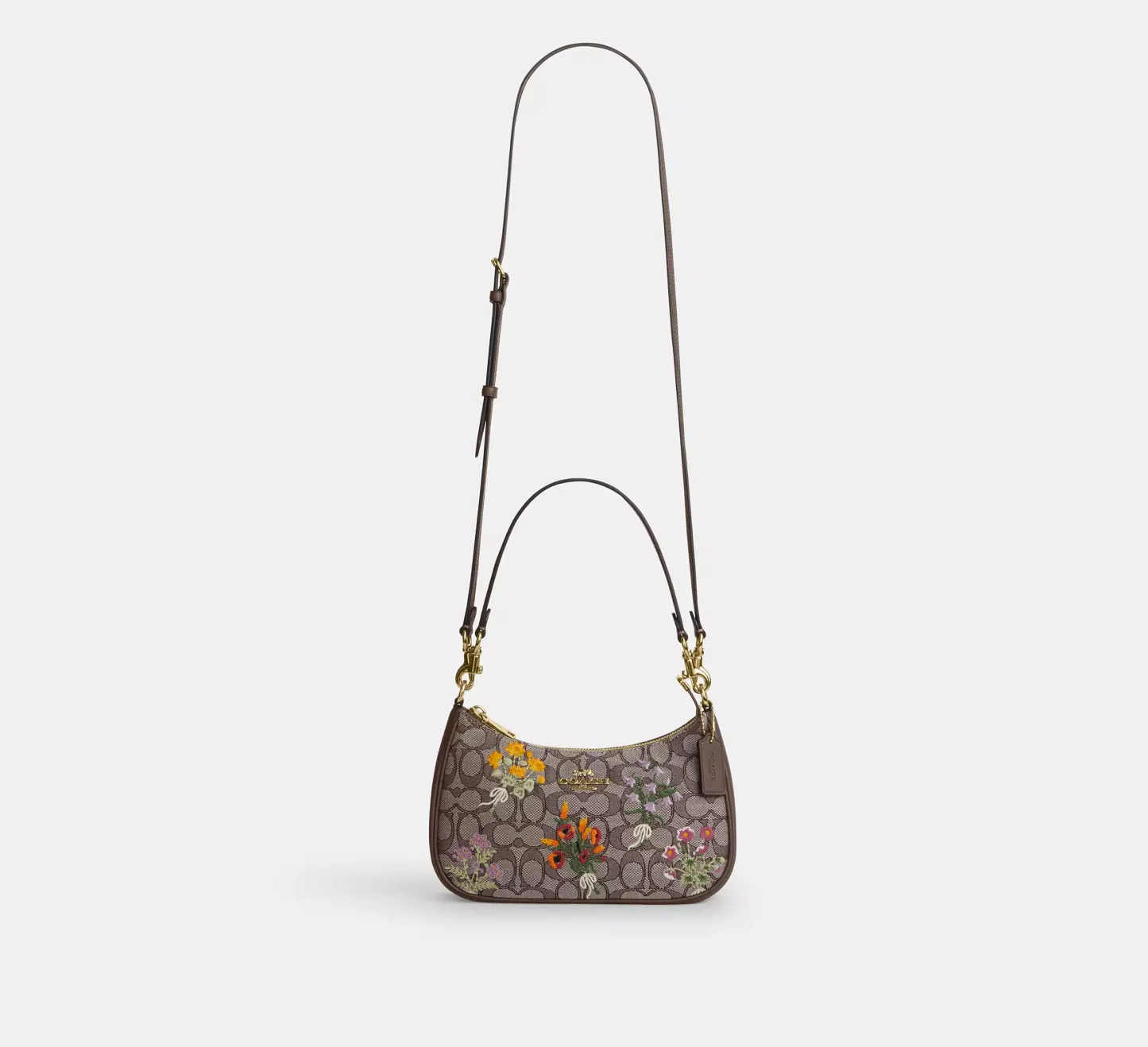 Teri Shoulder Bag In Signature Jacquard With Floral Embroidery