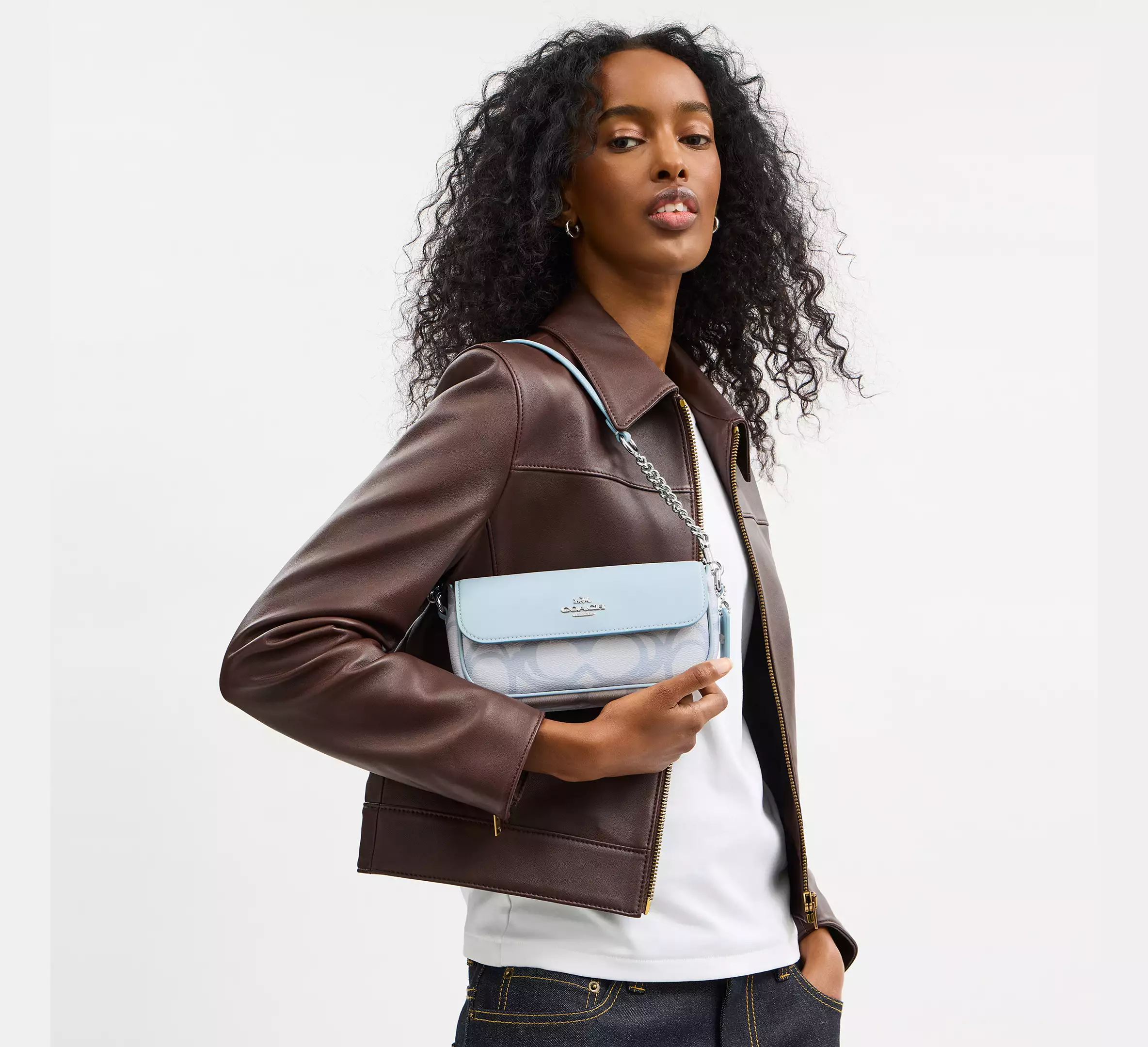 Hailey Flap Bag In Sketch Signature Canvas