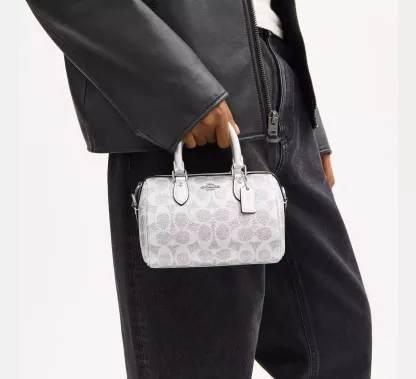 Boxed Mini Rowan Crossbody Bag And Mirror Bag Charm Set In Signature Canvas