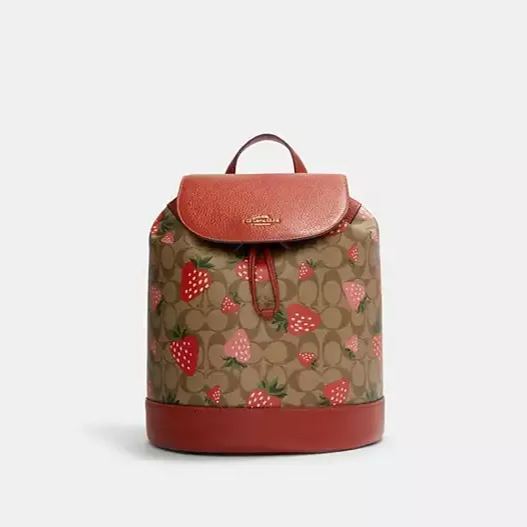Backpack With Wild Strawberry Print