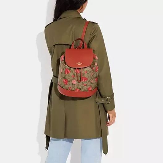 Backpack With Wild Strawberry Print