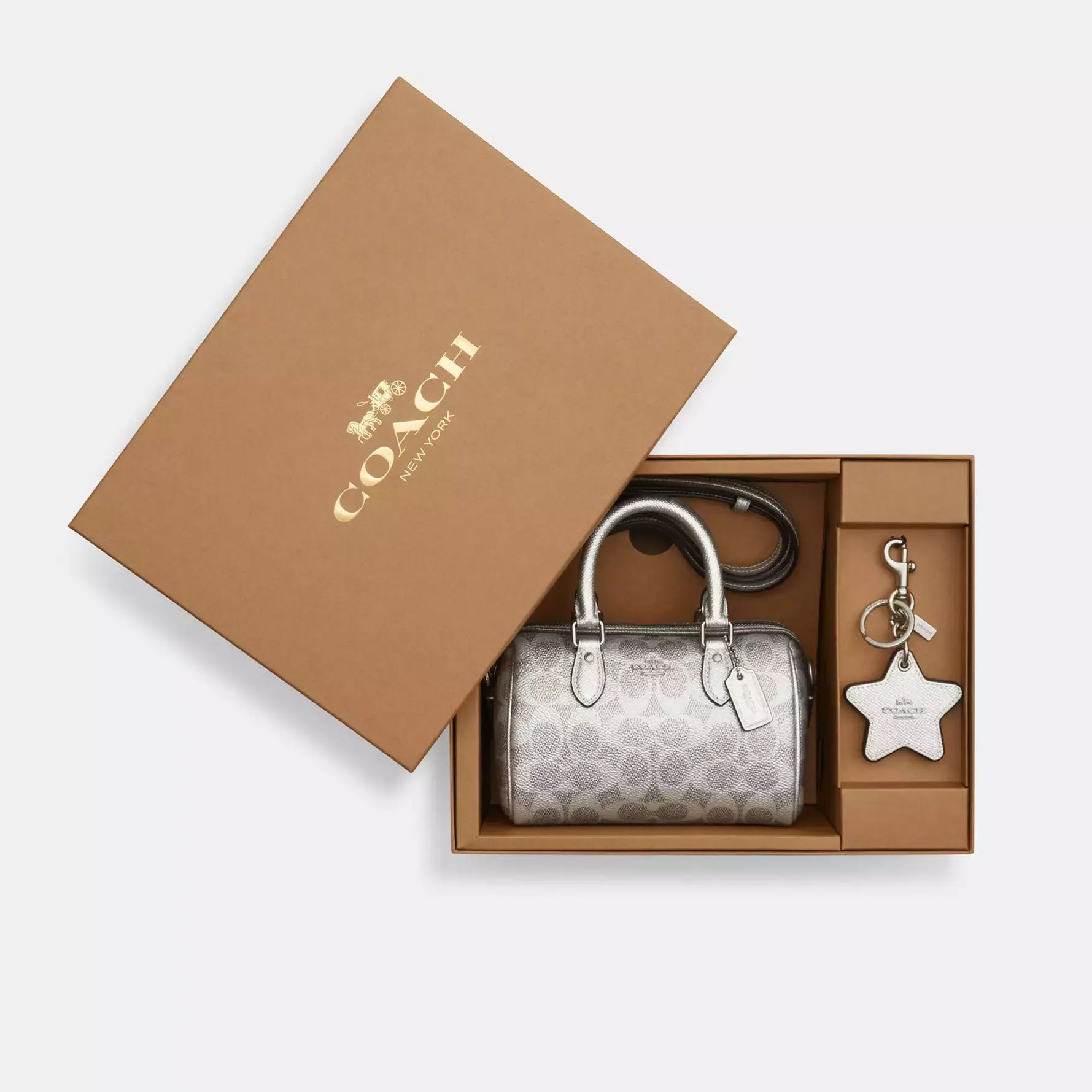 Boxed Mini Rowan Crossbody Bag And Mirror Bag Charm Set In Signature Canvas