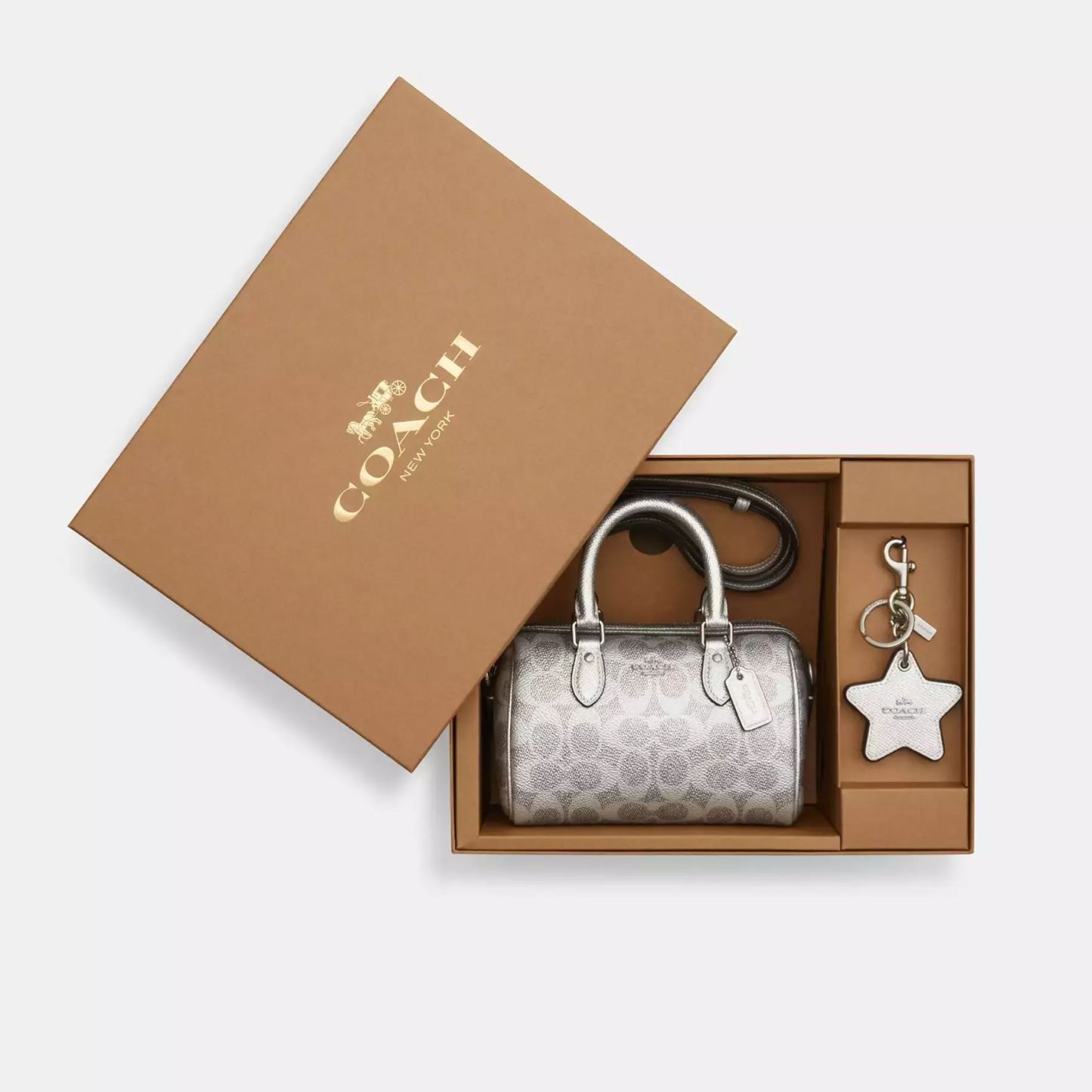Boxed Mini Rowan Crossbody Bag And Mirror Bag Charm Set In Signature Canvas