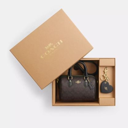 Boxed Mini Rowan Crossbody Bag And Mirror Bag Charm Set In Signature Canvas