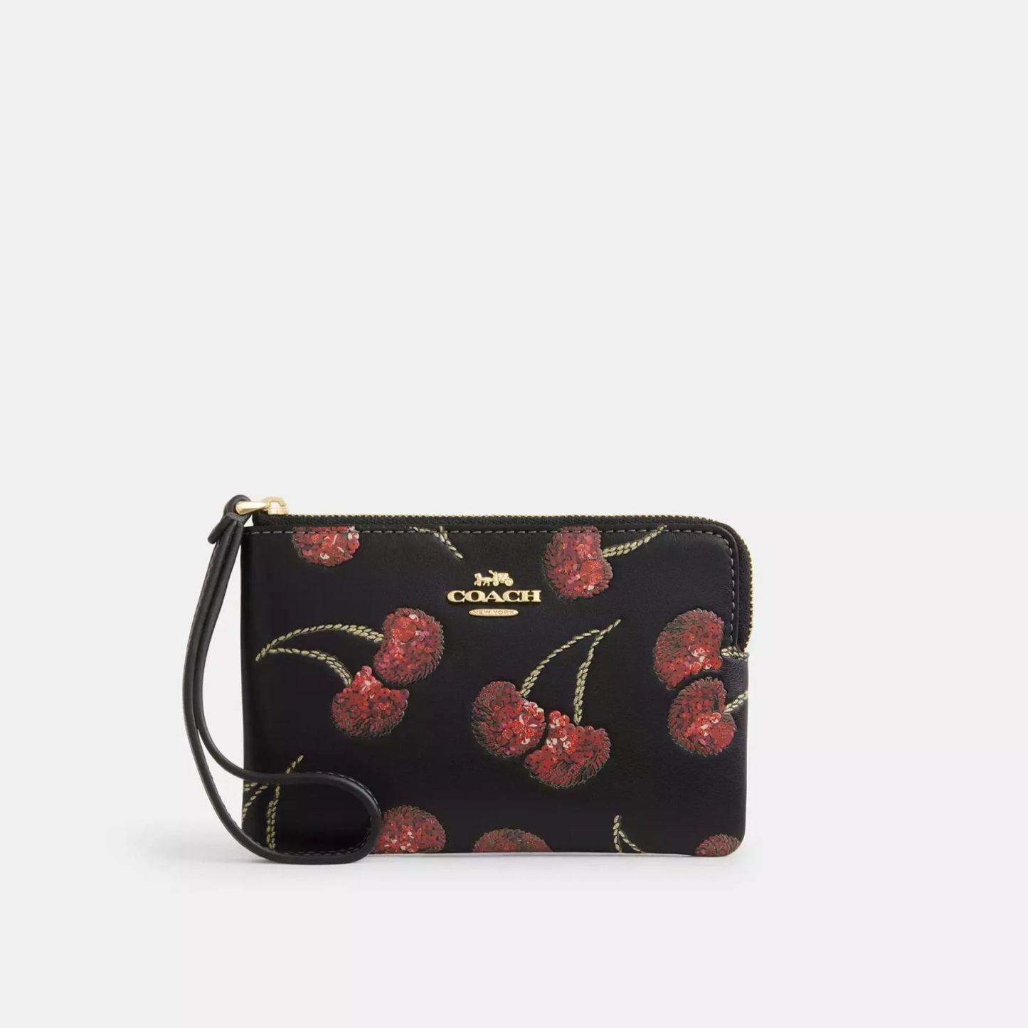 Corner Zip Wristlet With Cherry Print