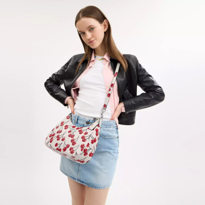 Teri Hobo Bag With Cherry Print