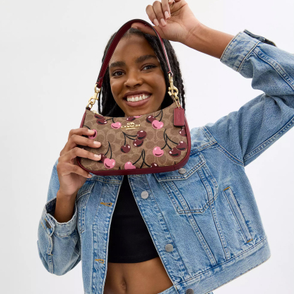 Teri Shoulder Bag In Signature Canvas With Cherry Print