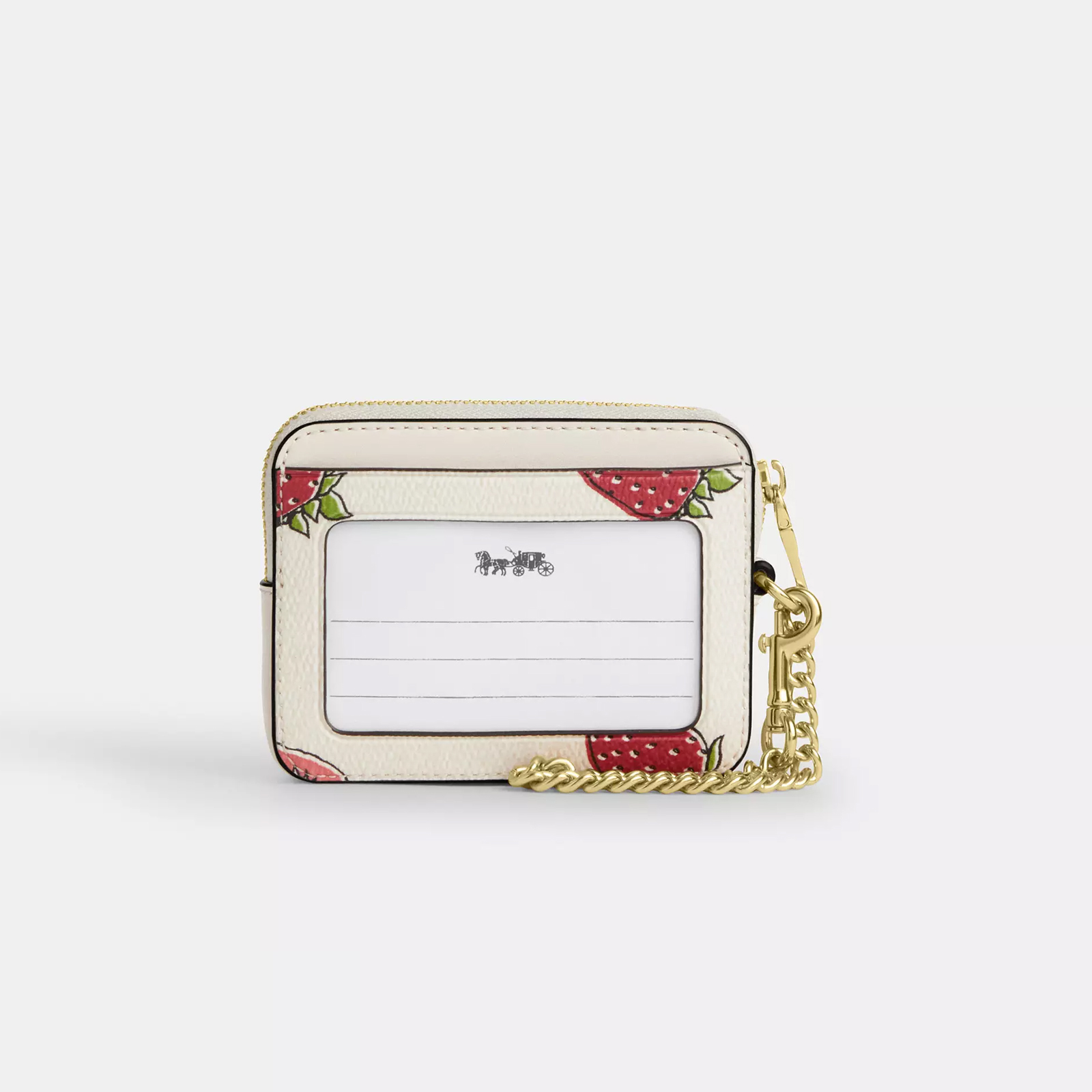 Zip Card Case With Strawberry Print
