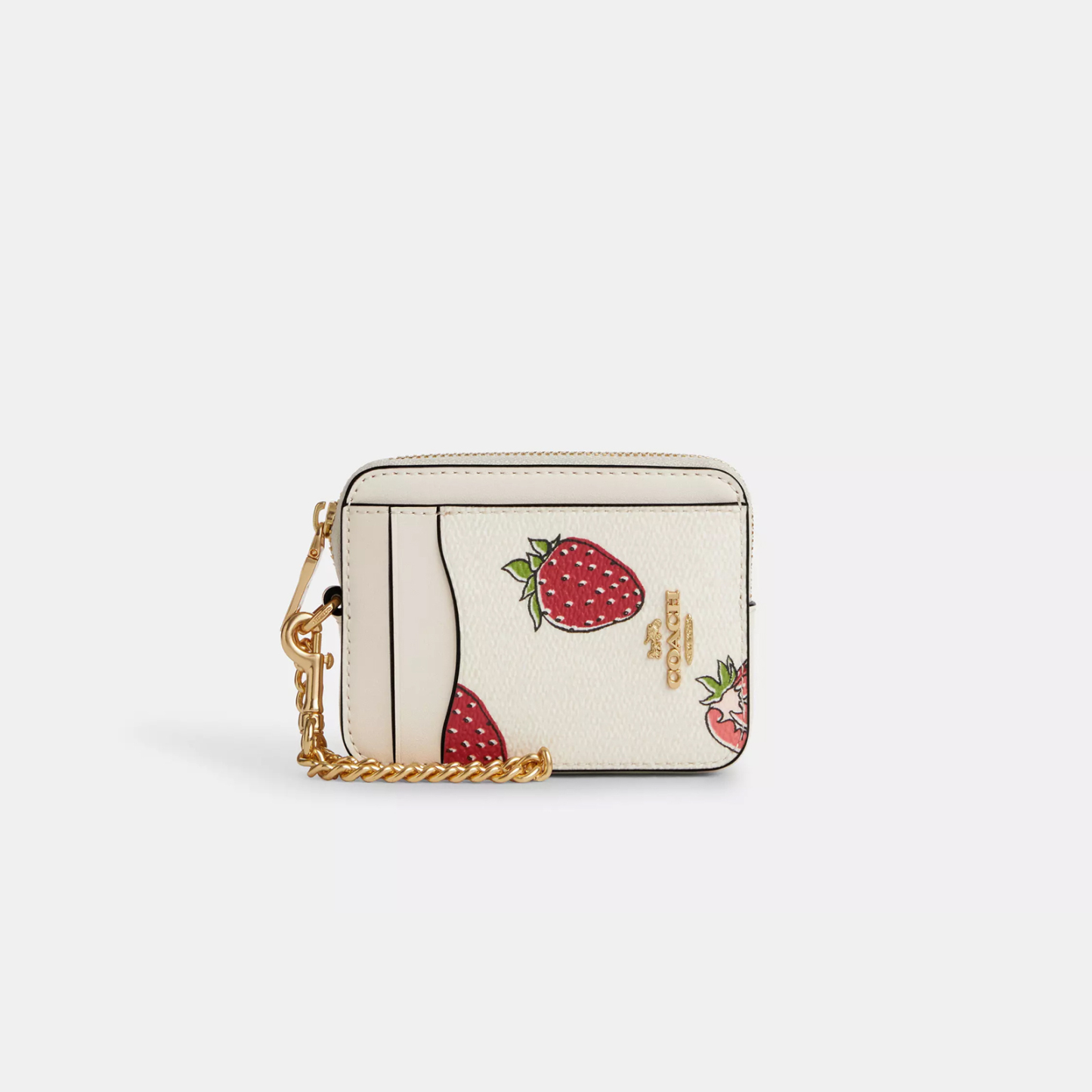 Zip Card Case With Strawberry Print