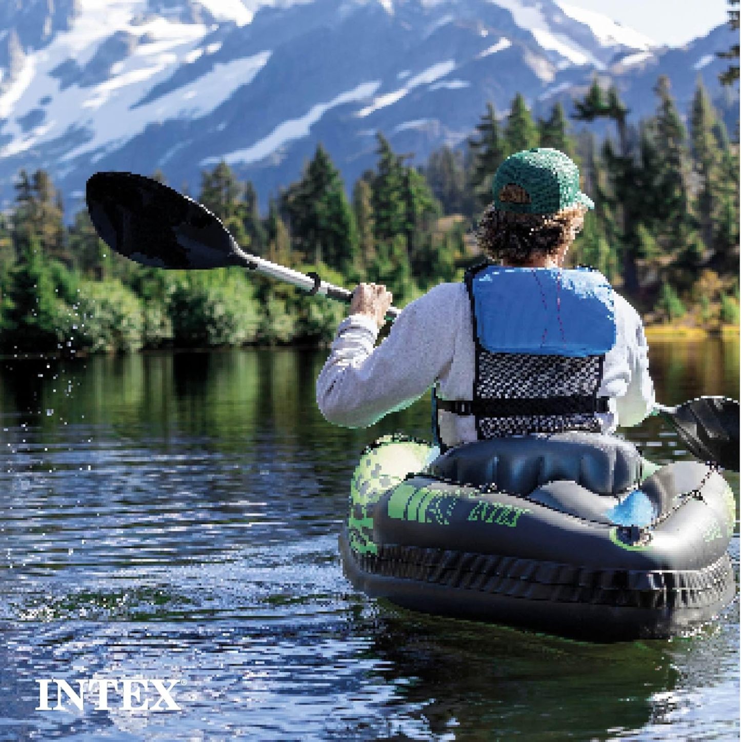 IthtNTEX Cththallenger Inflatable Kayak: Deluxe 86-inch Kayak Paddle and High-Output Pump – Super Strong PVC – Adjustable Seat with Backrest – Removable Tail Fin – Cargo Storage Net