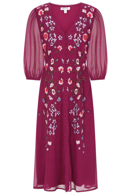 Floral Embroidered Midi Dress