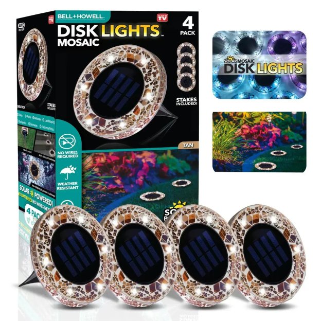 🛋️Solar Mosaic Disk Lights – Waterproof LED Pathway Lights with Auto On/Off