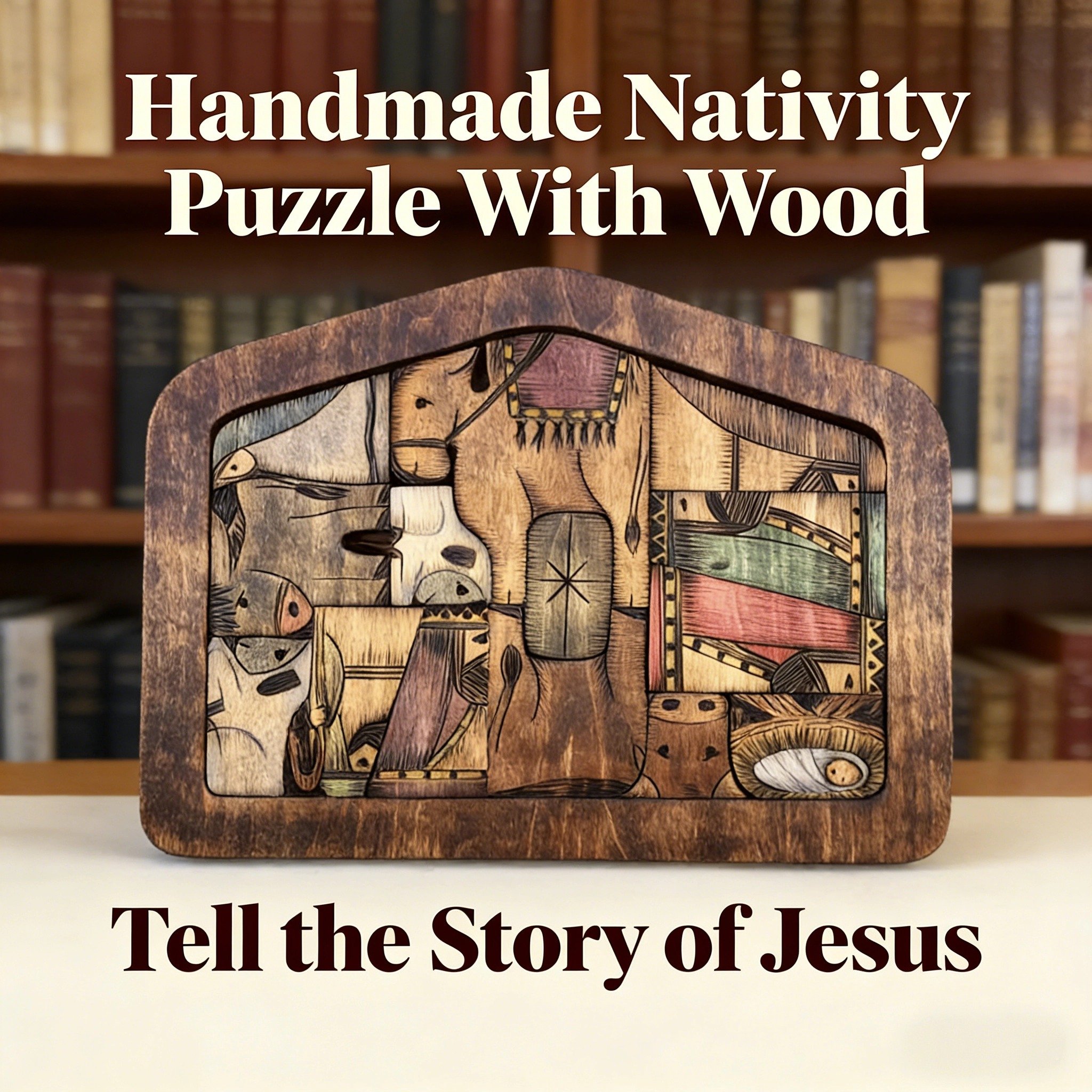 💓Handmade Nativity Puzzle With Wood