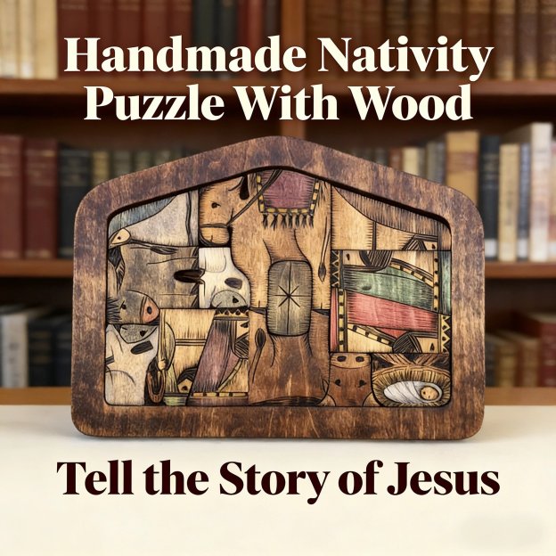 💓Handmade Nativity Puzzle With Wood