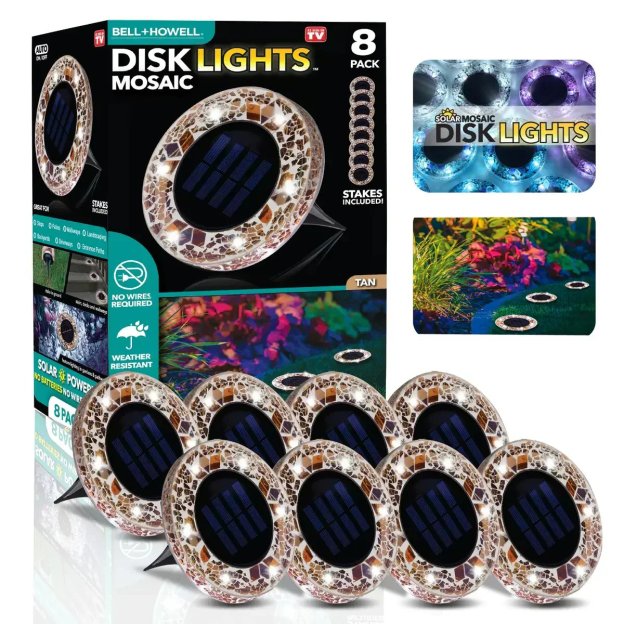🛋️Solar Mosaic Disk Lights – Waterproof LED Pathway Lights with Auto On/Off