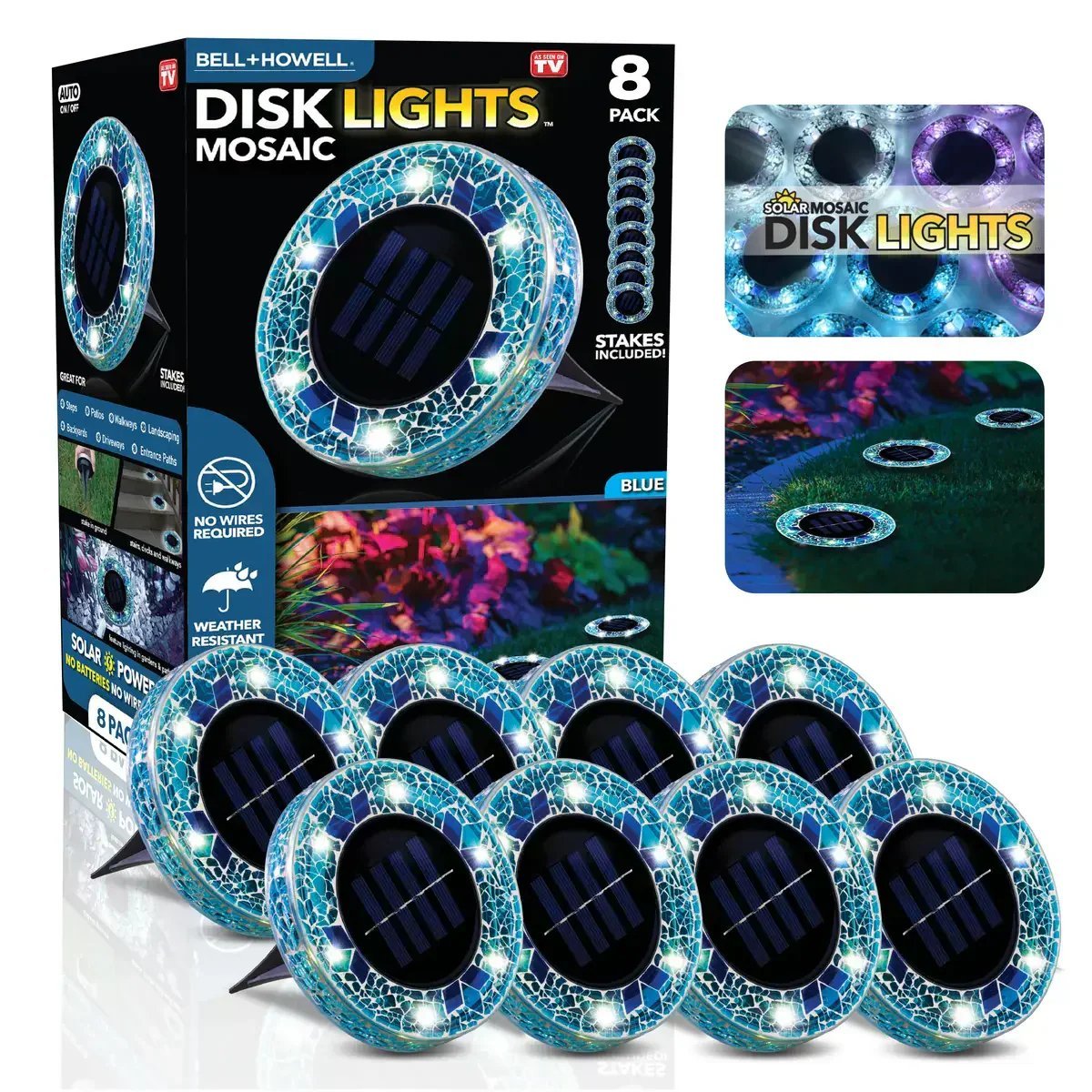 🛋️Solar Mosaic Disk Lights – Waterproof LED Pathway Lights with Auto On/Off