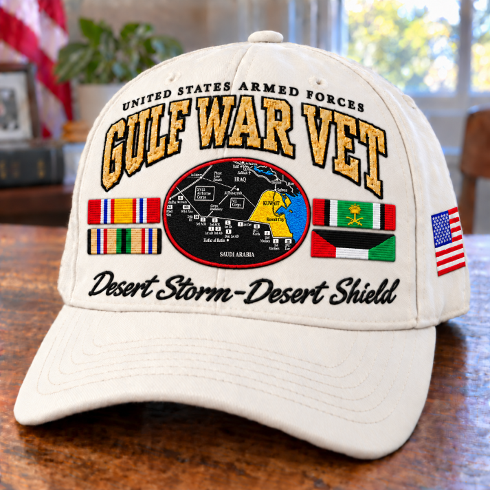 White Gulf War Veteran tribute cap