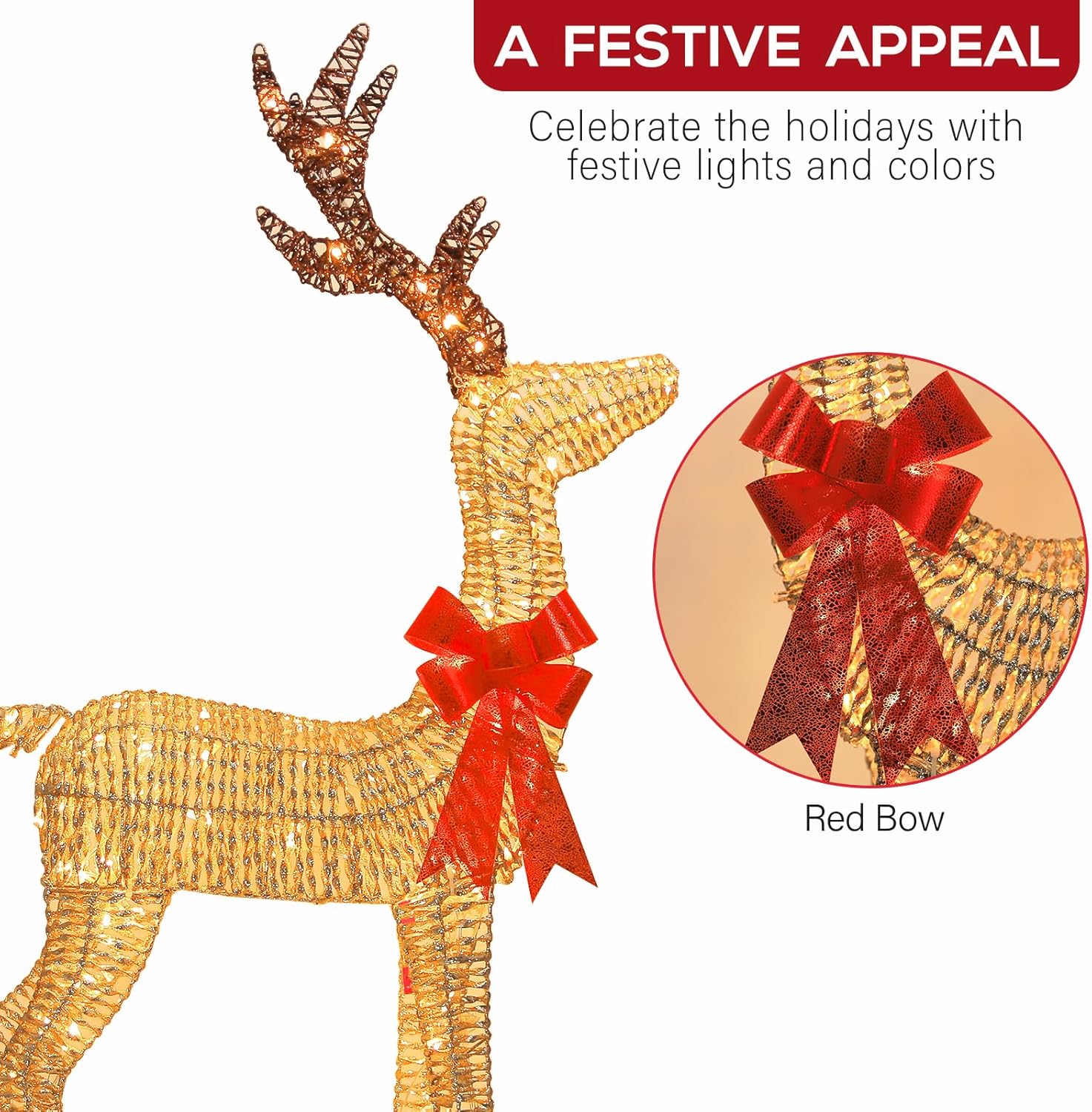💝𝐐𝐕𝐂 𝐃𝐞𝐚𝐥𝐬 𝐨𝐧 𝐭𝐡𝐞 𝐃𝐚𝐢𝐥𝐲✨6ft (1.8m) Indoor/Outdoor Christmas Reindeer Family with 882 LED Lights, Set of 3
