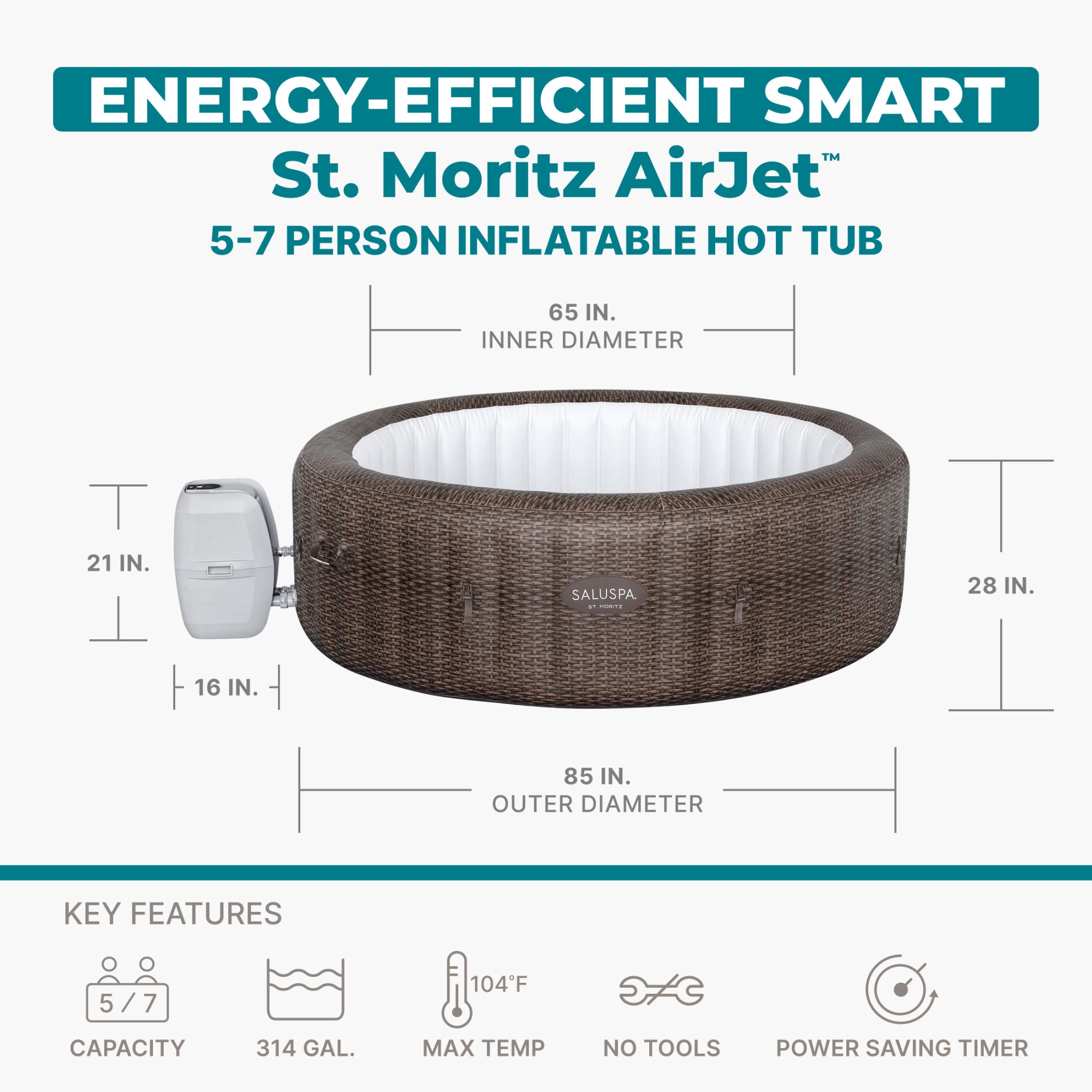 💝𝐐𝐕𝐂'𝐬 𝐁𝐥𝐚𝐜𝐤 𝐅𝐫𝐢𝐝𝐚𝐲 𝐃𝐞𝐚𝐥𝐬✨Bali by Bestway 5-7 Person EnergySense Inflatable Hot Tub