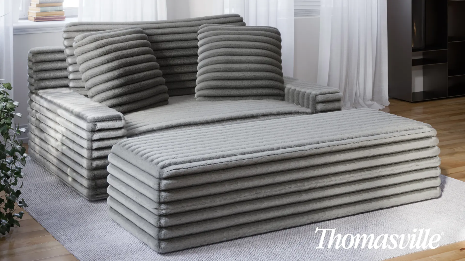 🔥This Week's Special Sale🔥Thomasville Wills Fabric Oversize Chair and Storage Ottoman