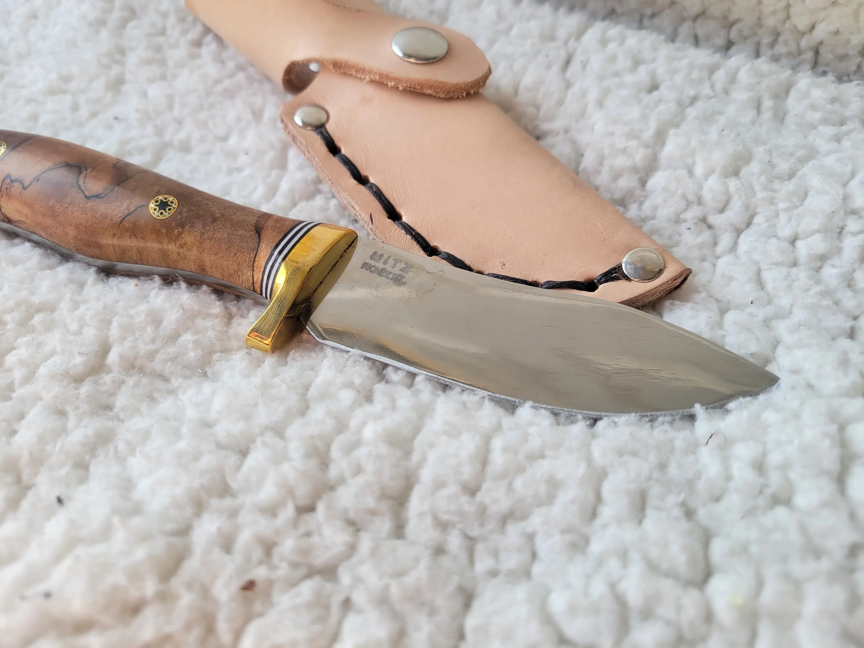 Made in Montana Handmade Hunting with Natural Wood D2 Steel Brass Guard