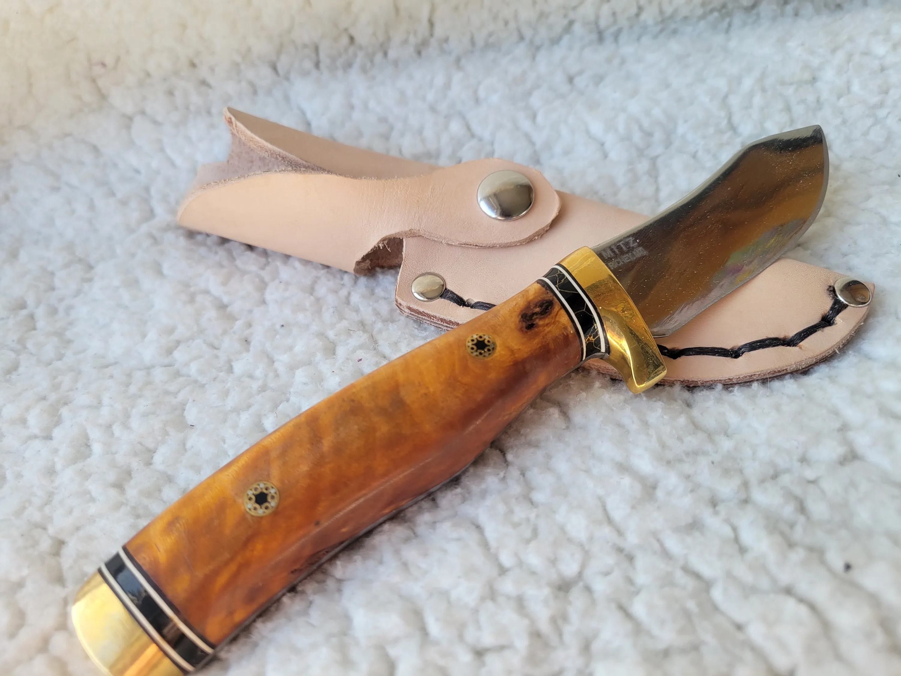 Made in Montana Handmade Hunting with Natural Wood D2 Steel Brass Guard