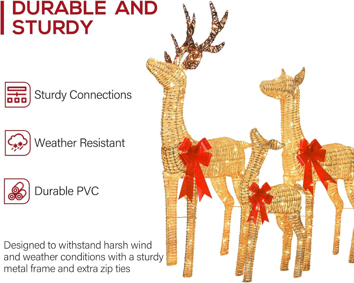 💝𝐐𝐕𝐂 𝐃𝐞𝐚𝐥𝐬 𝐨𝐧 𝐭𝐡𝐞 𝐃𝐚𝐢𝐥𝐲✨6ft (1.8m) Indoor/Outdoor Christmas Reindeer Family with 882 LED Lights, Set of 3